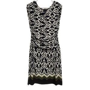 En Focus Studio Women's Brown Cream Ikat Print Sleeveless Sheath Dress 12